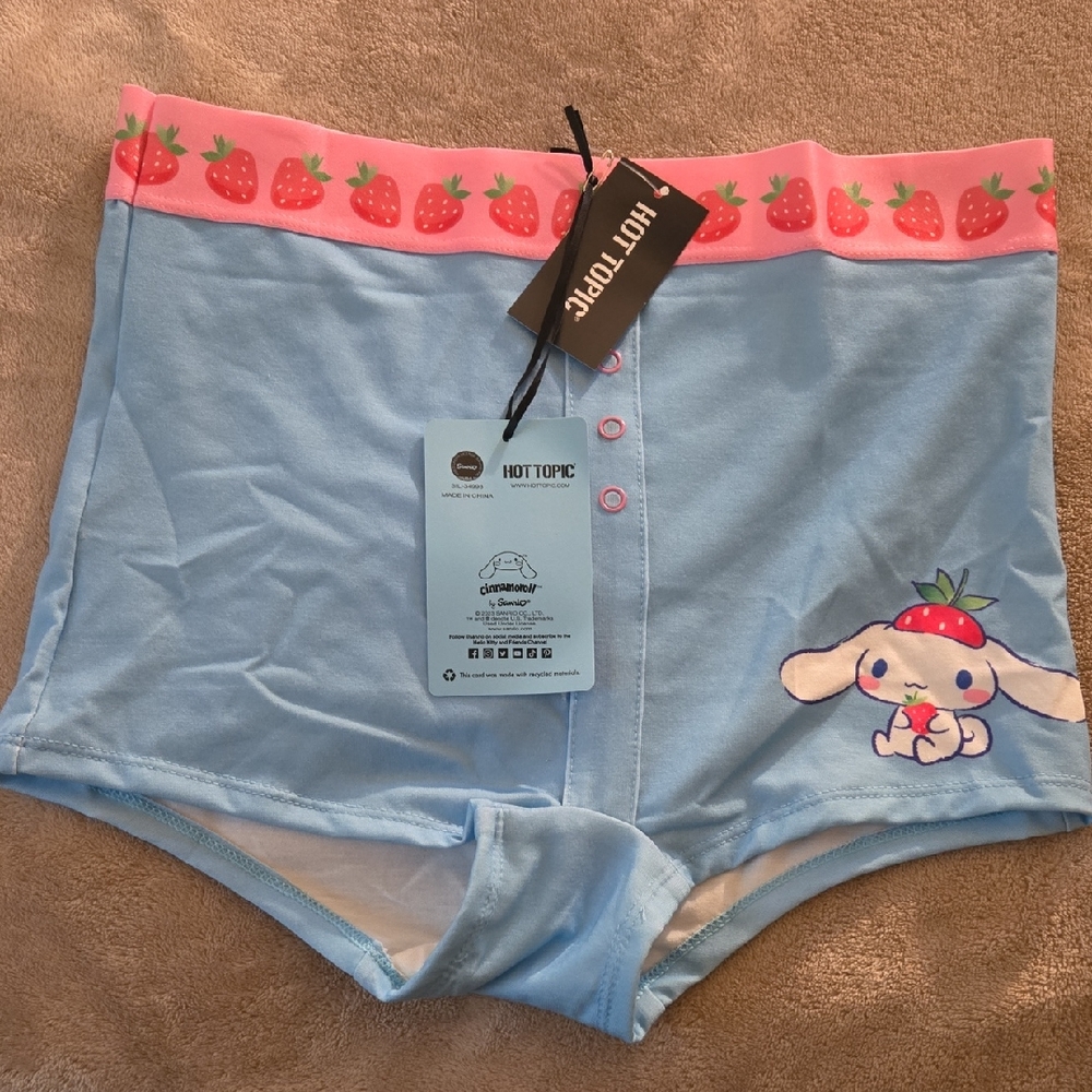 Hot Topic Light Blue and Pink Cinnamoroll Strawberry Girl Juniors Boxer